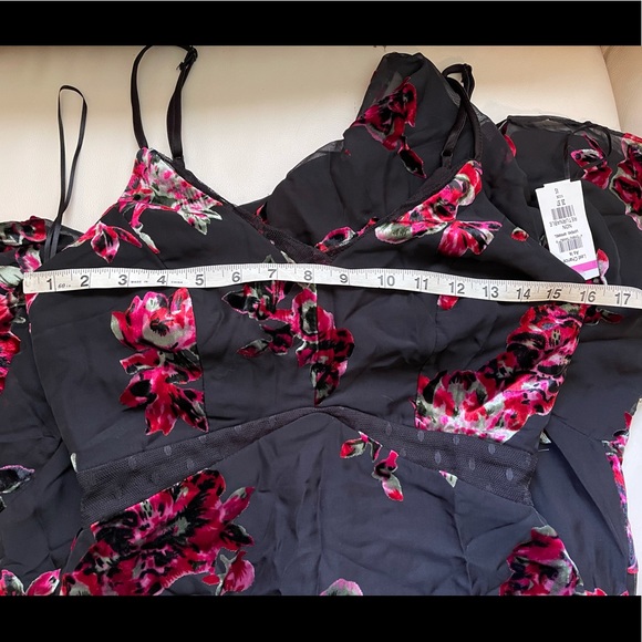 Harlyn VELVET BURNOUT COWL NECK SLIP DRESS Blk XS - Picture 6 of 8